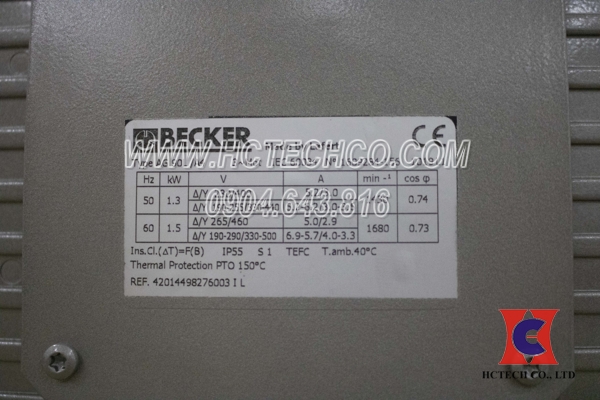Thông số trên tem động cơ bơm chân không Becker VT4.40