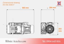 Bản vẽ kích thước của bơm Busch RA 0040F