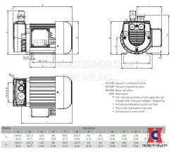 Bản vẽ kích thước của bơm chân không Becker VT4.4