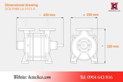 Bản vẽ kích thước của bơm Busch LA 0103A