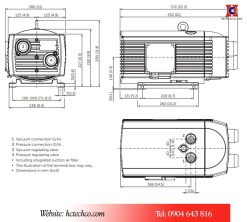 Bản vẽ kích thước của bơm Becker T4.40 DV