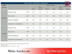 Thông số thổi khí của bơm chân không Becker T4.16DV