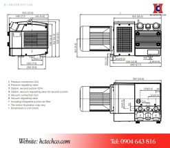 Kích thước bơm chân không DVT3.60