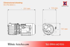 Bản vẽ kích thước bơm chân không PB 0004C
