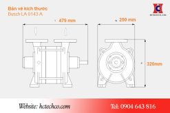 Bản vẽ kích thước bơm chân không vòng nước Busch LA 0143A