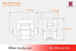 Bản vẽ kích thước bơm chân không LA 1507A