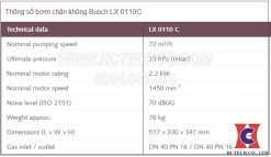 thong so ky thuat bom hut chan khong busch lx 0110c