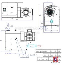 Bản vẽ kích thước của bơm chân không khô Wonchang VCX-255
