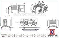 Bản vẽ kích thước bơm hút chân không Wonchang WVH3