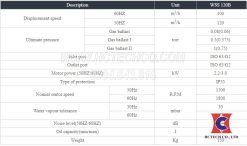 Thông số kỹ thuật của bơm chân không Woosung WB 120B