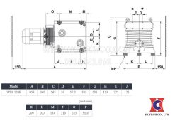 Bản vẽ kích thước của bơm chân không Woosung 120b