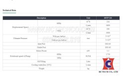 Thông số kỹ thuật bơm hút chân không Woosung MVP 216