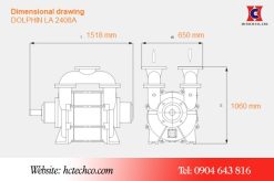 Bản vẽ kích thước của bơm chân không Busch LA 2408A