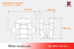 Bản vẽ kích thước bơm chân không Busch LA 1908A