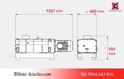 Bản vẽ kích thước của bơm chân không Busch NX 0450 A
