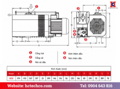 Bản vẽ cấu tạo và kích thước bơm chân không vòng dầu GEV 300E