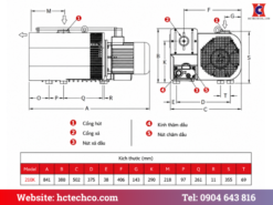 Bản vẽ cấu tạo và kích thước bơm hút chân không GEV GP-GPM 210K