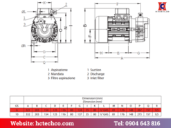 Bản vẽ cấu tạo kèm kích thước bơm chân không khô GEV GS6
