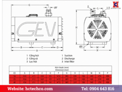 Bản vẽ cấu tạo và kích thước của bơm khô GS 16
